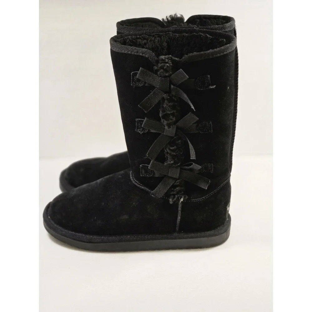 Koolaburra By UGG Girls Victoria Tall Black Suede Winter Boots Size 3‎ - 1020171